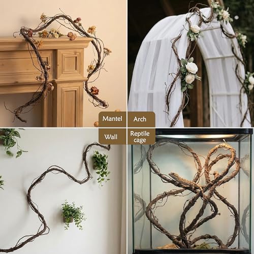 118" Bendable Artificial Grapevines Garland Tree Branches(M) | Flexible Fake Reptile Climb Plants Twigs Cherry Blossom Wall Hanging Wreath Tree Trunk Halloween Jungle Mantel Decoration - size: Medium
