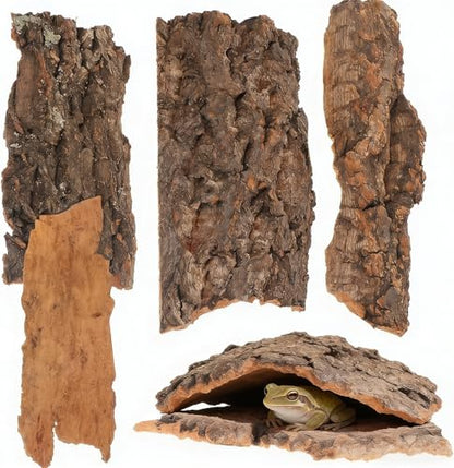 Cork Bark for Reptiles, 4PCS Cork Terrarium Background, Pet Reptile Bark Bearded Dragon Tank Accessories for Bearded Dragon Lizard Geckos Tortoise, 3.2 to 5.5Inch