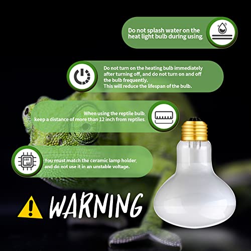 2 Pack 75W Reptile Heat Lamp Daylight Bulb, UVA Basking Spot Bulb Soft Sun Light Reptile Heat Bulb,Bearded Dragon Light Bulbs for Reptiles & Amphibians Use - White