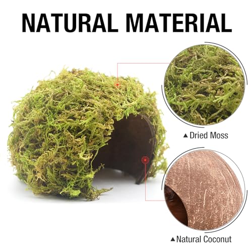 Hamster Hideaway/Hideout,Mossy Cave Hide,Hamster House/Hides,Hamster Cage Accessories for Gguinea Pig/Hedgehogs/Gliders/Rats/Mice and Other Small Animals(Set) - size: Cave, Set