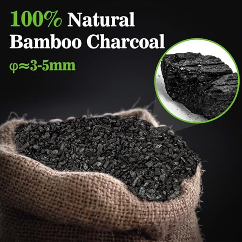RAINFLOW Horticultural Charcoal for Plants - 290G Natural Earth Regulated Supplement for Potting Soil Indoor Plants, 3-5mm Succulent Soil, Organic Biochar, Paphiopedilum, Bonsai