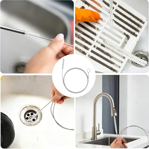 2 Pack 40 Inch Dual Size Straw Cleaner Brush, Flexible Pipe Cleaner for AC & Car Sunroof Drain Clog Removal