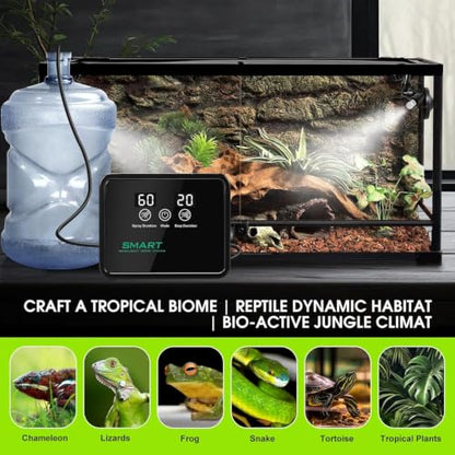 Automatic Reptile Mister Timer 360 Nozzle Terrarium Misting System (Black)