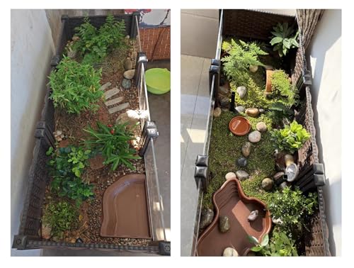 Turtle Habitat Box,Tortoise Habitat,Reptile Enclosure,Turtle Tank | Turtle Cage,Reptile Tank Turtle Habitat Tank,Tortoise House with Drainage Outlet,Small Animal Cage for Gecko,Lizard,Snake