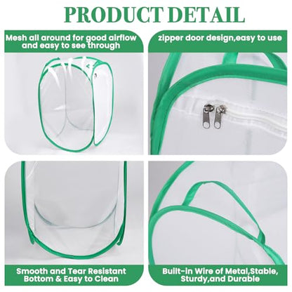 Gardon Mesh Plant Enclosure, Pop-Up Mesh Plant Cover from Pests, Birds, Animals, Plant Netting Cage for Tomato, Fruit, Vegetables, Flowers with Zipper Door 15.7 x 15.7 x 23.6 Inch