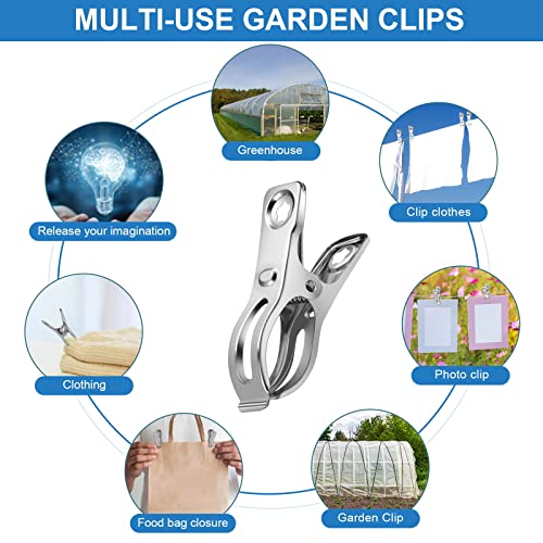 120 Pcs Greenhouse Clips, Garden Clips for Netting, Stainless Steel Greenhouse Clamps, Have a Strong Grip to Hold Down The Shade Cloth or Plant Cover on Garden Hoops or Greenhouse Hoops - style: 2.3inch-120pcs