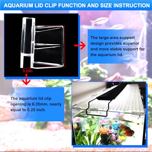 NestBasics 6pcs Transparent Aquarium Lid Clips,Rimless Fish Tank Glass Cover top Support,Aquarium Hood Holder, Acrylic Glass Aquarium top Clips (Transparent, 6pcs 5-6mm Clips) - size: 6pcs 5-6mm clips