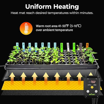BN-LINK Seedling Heat Mat Heating Pad 48" x 20.75" with Digital Thermostat Controller Combo Set Waterproof for Indoor Seed Starting and Plant Germination - size: 48" x 20.75" & Thermostat