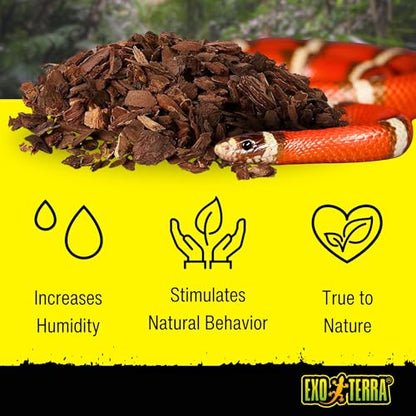 Exo Terra Forest Bark Natural Terrarium Substrate, 4 Quarts, PT2750 | 100% Natural Fir Bark for Reptiles | Hygroscopic Moisture Control | Ideal for Humidity-Loving Reptiles | Encourages Digging Behavior - size: 4 qt