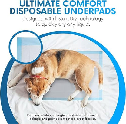 Healqu Disposable Underpads - Incontinence Bed Chux Pads for Adults, Kids, Elderly, and Pets - Fluid and Urine Bed Protection - Large, Super Absorbent Fluff and Polymer (24x36 Case of 150) - size: 24x36" Box of 150