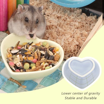 2 Pcs Hamster Ceramic Food Bowl Anti-Turning Food & Water Dish for Hamster Gerbil Hedgehog Rat Rodent (Green and Purple)