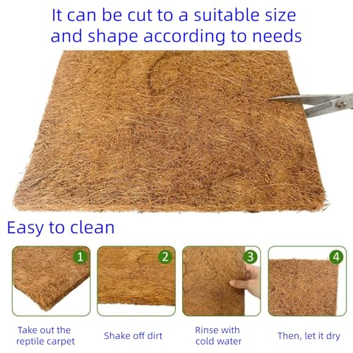 6 Pack Natural Coconut Fiber Reptile Carpet Laying Hen Nest Box Pads 10 x10 Nesting Box Liners for Lizard, Snake, Turtle, Birds, Bunny Habitat