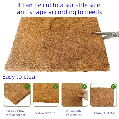 6 Pack Natural Coconut Fiber Reptile Carpet Laying Hen Nest Box Pads 10 x10 Nesting Box Liners for Lizard, Snake, Turtle, Birds, Bunny Habitat