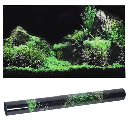 KANASI 3D Aquarium Poster, PVC Self Adhesive Underwater Seaweed Decorative Background Sticker for Reptile Terrarium Glass Jar Living Room Sofa TV Background Photo Wallpaper (61 * 30cm) - style: 61*30cm