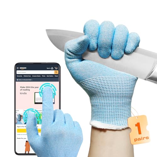 JDL ANSI A6 Cut-Resistant Gloves for Women, Food Grade, Knife Protection, Glass Handling, Superior Comfort & Lightweight, Blue, Medium - color: Blue, size: Medium