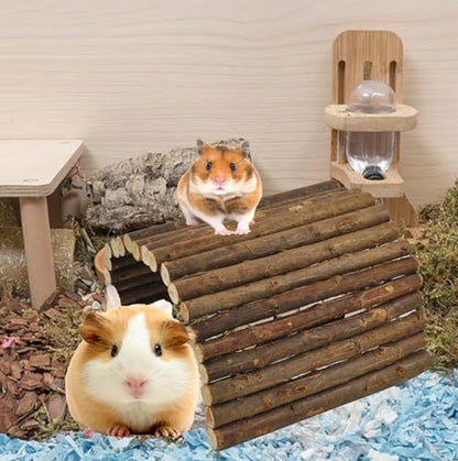 kathson Wooden Hamster Bridge,Guinea Pig Wood Ladder Bendable Tunnel Hideout Hut Small Animal Climbing Toys for Ferret Hedgehog Chinchilla Mice Rat Gerbil Baby Rabbit(19.6 x 6.0 in) - size: M (19.6 x 6.0 inches)
