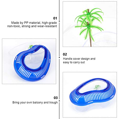 ULTECHNOVO Turtle Tank Drying Platform with Handle Cover Large 12.6X9.1X5.3In Plastic Habitat for Turtle Resting Swimming Sunning Egg Laying