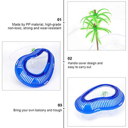 ULTECHNOVO Turtle Tank Drying Platform with Handle Cover Large 12.6X9.1X5.3In Plastic Habitat for Turtle Resting Swimming Sunning Egg Laying