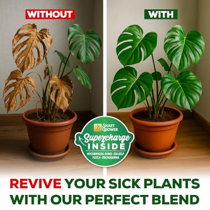 Organic Potting Soil for Indoor Plants. Boost House Plant Growth for Monstera, Fiddle Leaf, Money Tree, Pothos, Snake Plant, Aroid, Flowers, Herbs, Veggies, & More, Smart Grower 3 LB Ready to Plant