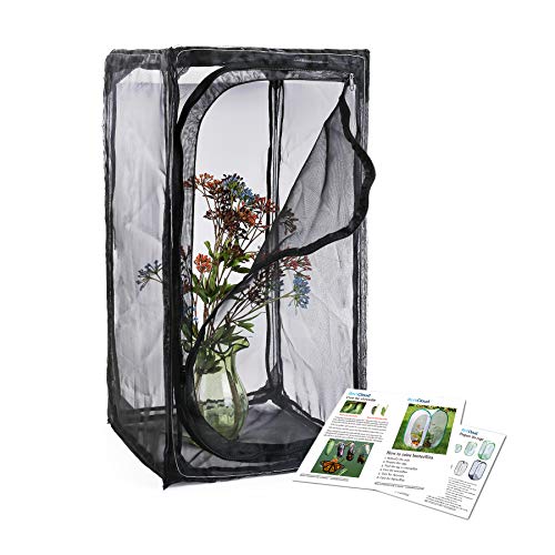 30" Heavy Duty Monarch Butterfly Habitat, Outdoor Collapsible Insect Mesh Cage Terrarium Pop-up with Zipper Protection and Unzip Bottom - size: 15 x 15 x 30 inches