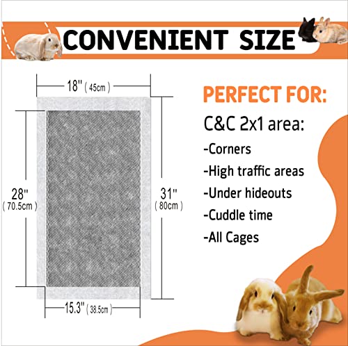 Guinea Pig Bedding, Disposable Guinea Pig Cage Liners, Charcoal Odor Controlling Absorbent Waterproof Pee Pads for Rabbits, Hamster and Other Small Animals. 18''x31'',50 Count - size: 50 count