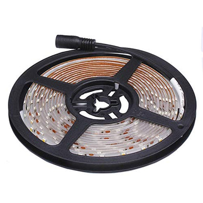 Water-Resistance IP65, 12V Waterproof Flexible LED Strip Light, 16.4ft/5m Cuttable LED Light Strips, 300 Units 3528 LEDs Lighting String, LED Tape(Orange) Power Adapter not Included - color: 1*16.4ft 3528 Orange