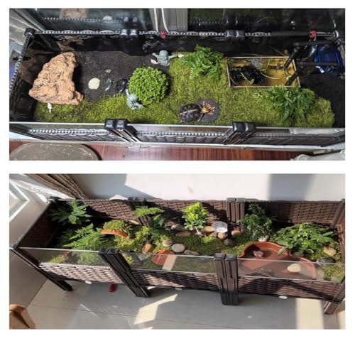 Turtle Habitat Box,Tortoise Habitat,Reptile Enclosure,Turtle Tank | Turtle Cage,Reptile Tank Turtle Habitat Tank,Tortoise House with Drainage Outlet,Small Animal Cage for Gecko,Lizard,Snake