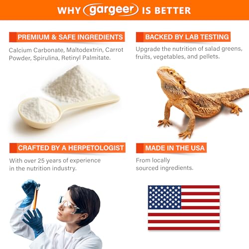 Gargeer 'Vitamin A Plus' Supplement for Reptiles | Retinyl Palmitate + Beta-Carotene | Supports Vision, Skin, Immune & Vitality | Geckos, Dragons, Tortoises, Turtles, Snakes | 3oz | Made in USA !