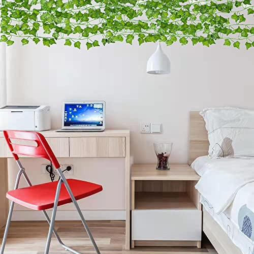 12 Pack 86Ft Artificial Ivy Garland Fake Plants, Fake Ivy Leaves Greenery Garlands Hanging Plant Vine for Aesthetic Bedroom Garden Party Wedding Wall Room Christmas Décor