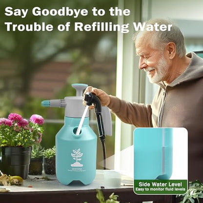 Garden Hand Pump Sprayer 1/2 Gallon Pump,68 Oz Handheld Pressure Sprayer with Safety Valve,Adjustable Nozzle,360° Extended Spray Rod,Ideal for Plants Watering,Fertilizing,Cleaning (68ounce,2L)