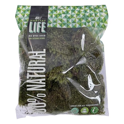The Habitat Life - Natural Mood Moss - for Reptiles, Amphibians & Invertebrates Terrariums - Moisture-Retaining - Humidity Control - Soft Bedding - Dye-Free & Safe - Medium - 1 Pack - size: Medium, style: Mood Moss