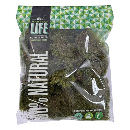 The Habitat Life - Natural Mood Moss - for Reptiles, Amphibians & Invertebrates Terrariums - Moisture-Retaining - Humidity Control - Soft Bedding - Dye-Free & Safe - Medium - 1 Pack - size: Medium, style: Mood Moss