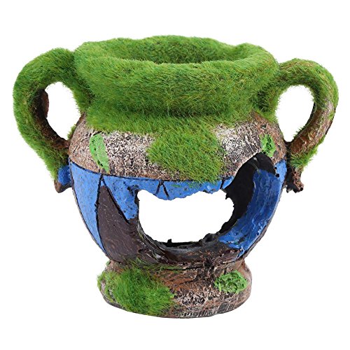 Yosoo Aquarium Decoration Fish Hide Ancient Vase Cave Reptile Habitat Resin Ornament Jar Decor