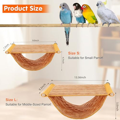 BWOGUE Winter Warm Bird Nest Bed Hanging Hammock Snuggle Hut Parrot House Tent Toy Bird Cage Perch for Parakeet Budgies Cockatiels Lovebird Cockatoo Finch Hamster Chinchilla Guinea Pig(Large, Yellow) - color: Yellow, size: Large (13.56"x9.2")