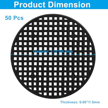 50pcs Plant Drainage Mesh Pads - 2.2 Inch Round Plastic Grid Mat, Breathable Soil Guard for Potted Plants, Bonsai (Black) - size: 2.2 Inch