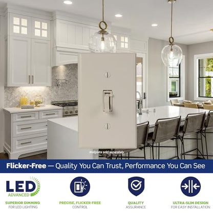 Leviton Toggle Slide LED Advanced Dimmer Switch for 150W Dimmable LED, Halogen and Incandescent Bulbs and Fixtures, TSL01-T, Light Almond - color: Light Almond