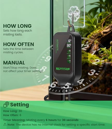 Reptile Mister System with Timer, 360°Adjustable Misting Nozzles, DIY Misting System for Amphibians, and Rainforest Plants