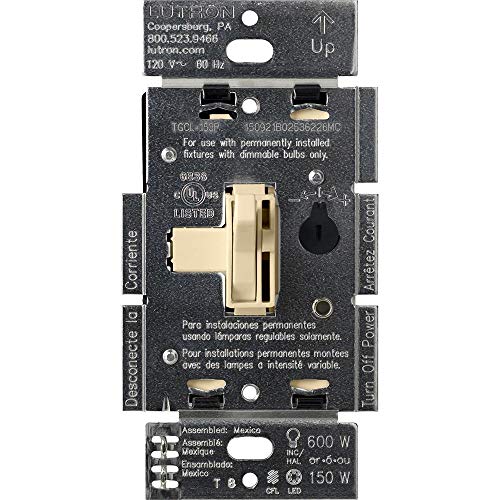 Lutron Ariadni/Toggler LED+ Dimmer Light Switch for Dimmable LED, Halogen and Incandescent Dimmer Switch, 150W, Single-Pole/3-Way, AYCL-153P-IV, Ivory - color: Ivory, size: 1 Pack