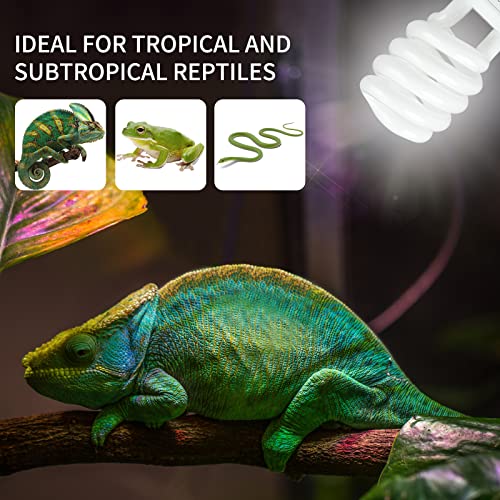 LUCKY HERP 2 Pack UVA UVB Reptile Light, 23W 5.0 UVB Bulb for Tropical and Sub Tropical Reptiles, Compact Fluorescent Terrarium Lamp, Reptile UVB Bulb for Chameleons, Lizard, Turtle - size: 23&5.0