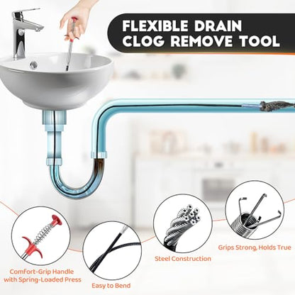 Flexible Grabber Claw (4 Claws), Drain Snake with Tweezers, Bendable Hose Grabber Reacher Tool, Retractable Drain Clog Remover Tool, Pickup Tool for Bath Tub, Toilet, Kitchen Sink & Sewer (24 inches) - color: 24 inches