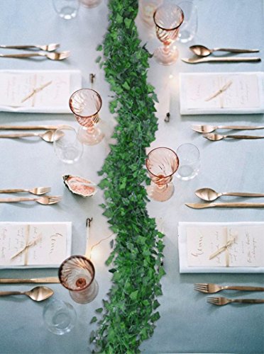 DearHouse 84 Feet 12 Strands Artificial Ivy Leaf Plants Vine Hanging Garland Fake Foliage Flowers Home Kitchen Garden Office Wedding Wall Decor, Green - size: 84 Feet