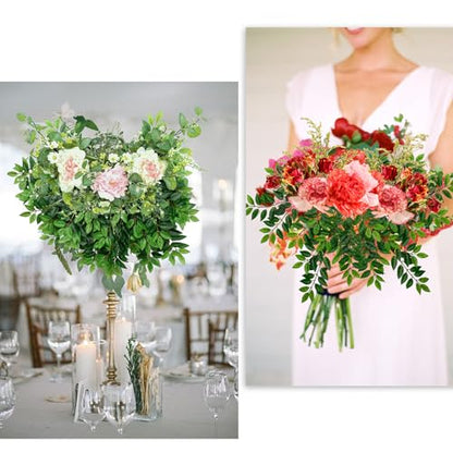 XONOR Artificial Greenery Leaves Stems, 10 Bundles Faux Silk Green Leaf Garland Branches Hanging Greenery Spray for Wedding Bouquet, Arch, Table Centerpieces and Home Decor (10Bundles, Green)