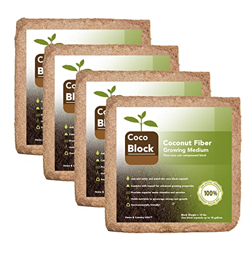 Home and Country Triple Washed Compressed Coco Coir Brick (40 LBS) - Coco Fiber is an Ideal Compost Starter for Your Home Garden. Coco Coir Bricks Provide Organic Alternative to Peat Moss for Plants. - size: 40 Pound