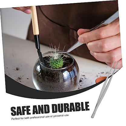 DOITOOL 2pcs Stainless Steel Straight Curved Tweezers Long Reptile Light Nippers Angled Feeding Tongs