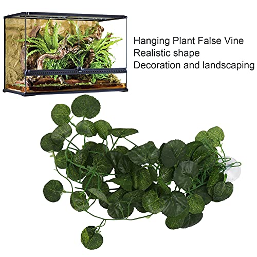 Pssopp Simulated Rattan Vine, EcoFriendly Plastic Hanging Plant False Vine for Aquarium Reptile Tank Decoration 2-2.5m Green Shell with Suction Cups