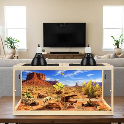 PROLEE 120 Gallon Bearded Dragon Tank, 4x2x2 Reptile Enclosure with Tempered Glass Sliding Doors, Lockable Front Opening and Metal Mesh Top, Large Terrarium for Lizards and Snakes, Oak - color: Oak