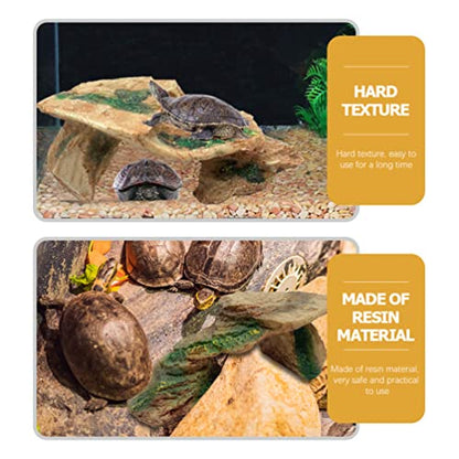 POPETPOP Turtle Basking Platform - Reptile Resting Habitat Ornament Resin Tortoise Climbing Platform Turtle Habitat Basking Rocks for Turtles Bearded Dragons Lizard