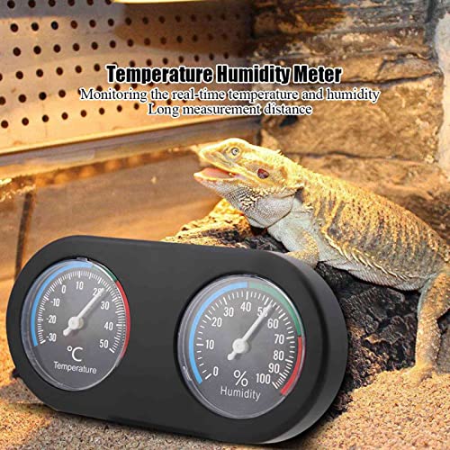 Reptile Thermometer Hygrometer, Mini Round Shape Dual Dial Thermometer and Humidity Gauge, Analog Temperature Humidity Meter, Round Thermometer Hygrometer for Reptile Tank