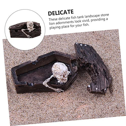 Didiseaon 2pcs Creative Resin Coffin Decor for Aquarium Skull Tank Ornament Fish Tank Landscaping Decoration Safe for