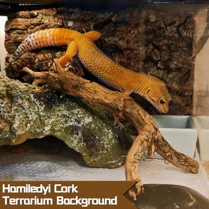 Hamiledyi Cork Terrarium Background 11.8x7.9in 4PCS Natural Reptile Cork Bark Flats Terrarium Board Bearded Dragon Climbing Wall Mat Tank Decor for Lizard Chamelon Snake Turtle Spider Crested Gecko - size: 4PCS-11.8x7.9in